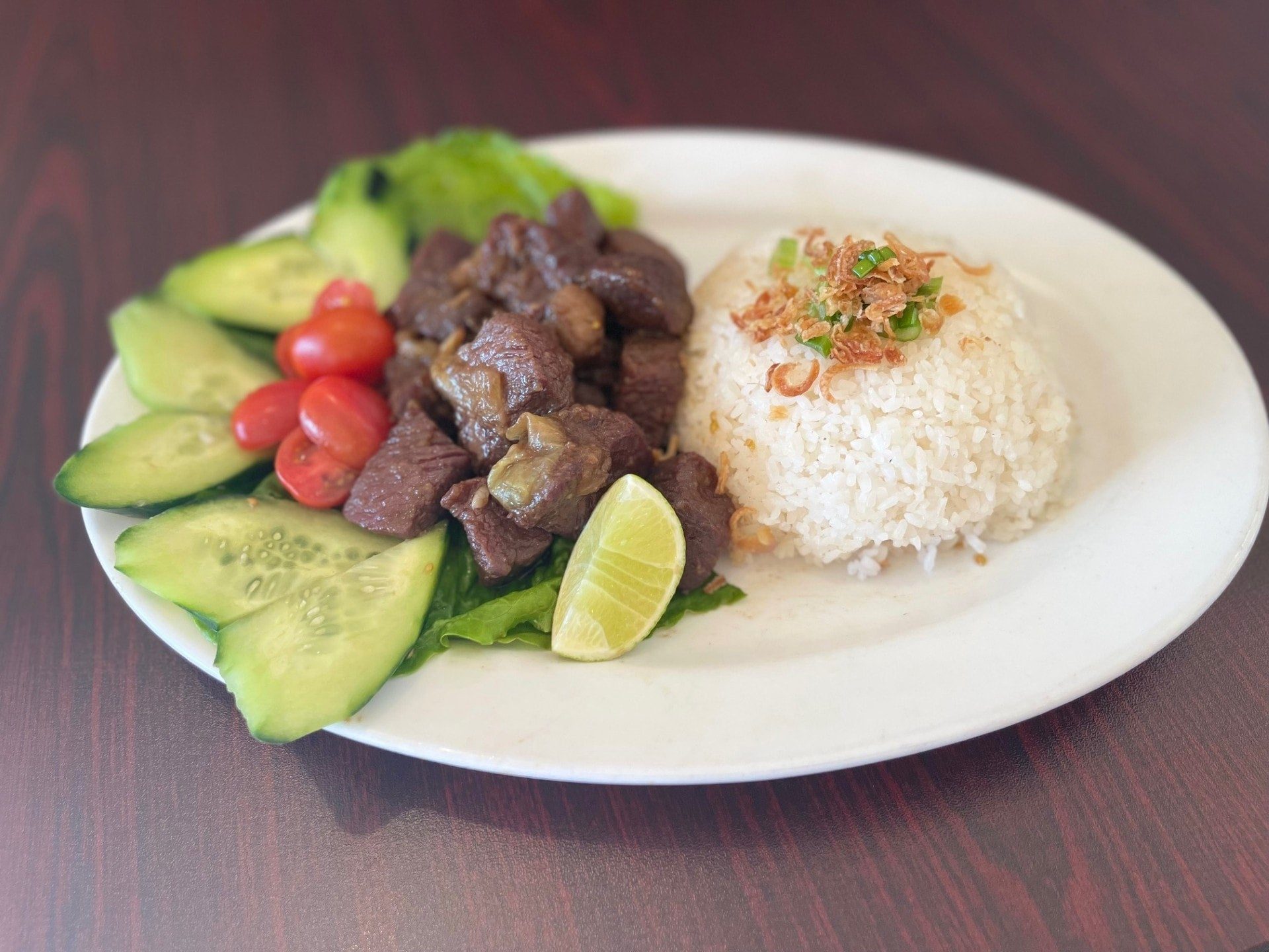 Shakey Beef With Rice (Bo Luc Lac).