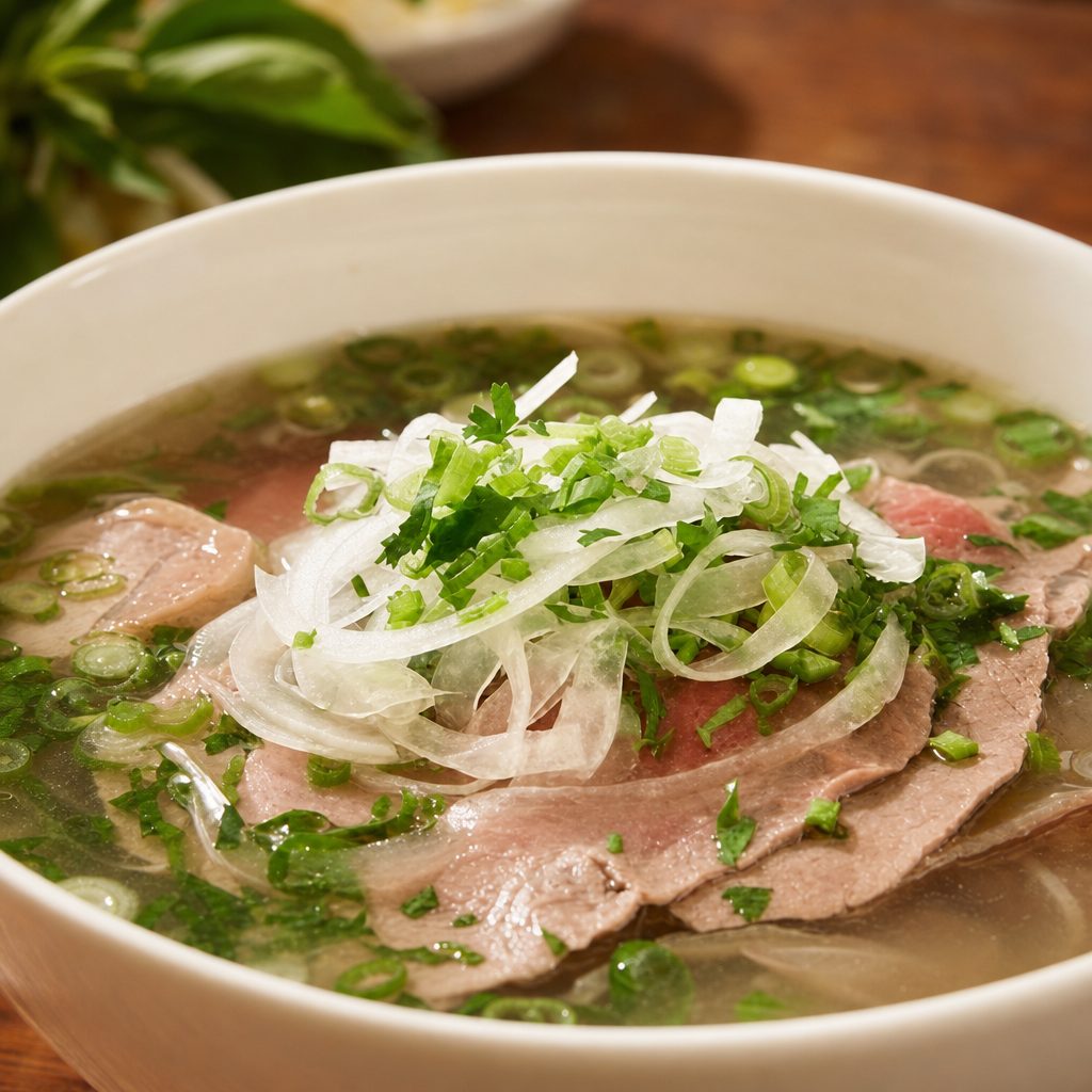 52. Phở Tái, Bò Viên - Rare Beef & Beef Ball.