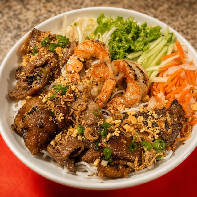 63. Bún Tôm Nướng, Thịt Nướng- Pork & Shrimp.
