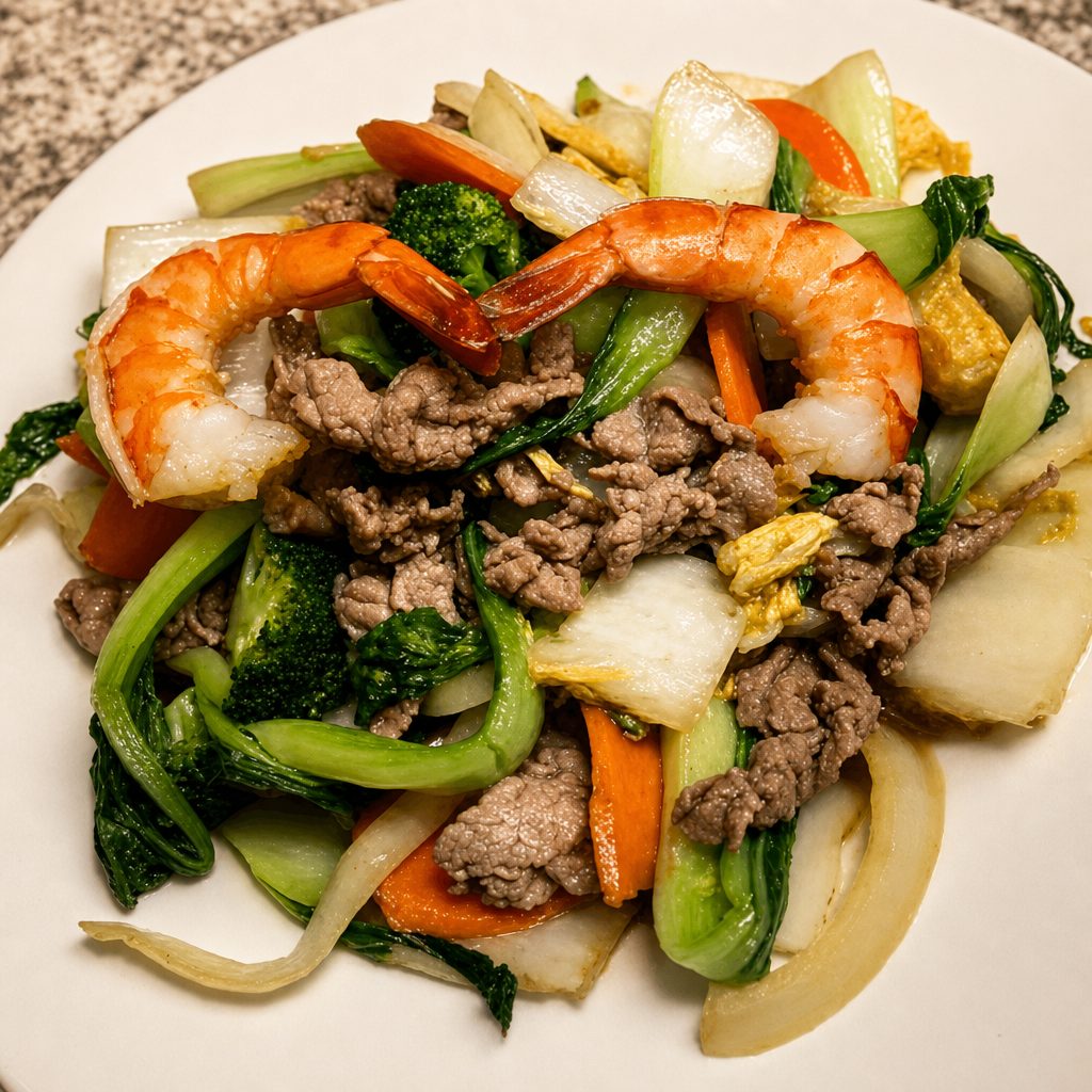18. Hủ Tiếu Xào Tôm, Thịt - Shrimp & Beef With Rice Noodle.