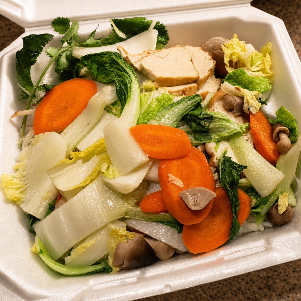 89. Hủ Tiếu Chay - Soup w/ Rice Noodles & Tofu.